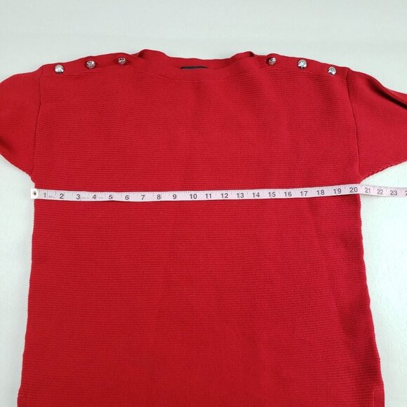 Lauren Ralph Lauren Button Sweater Womens Medium Red Long Sleeve Cotton Pullover - Picture 7 of 9